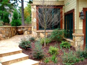 natural stone facade and walkway